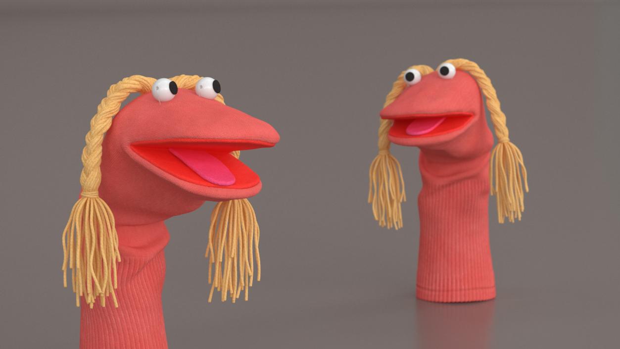 Sock Puppet Girl Pink Rigged for Maya 3D