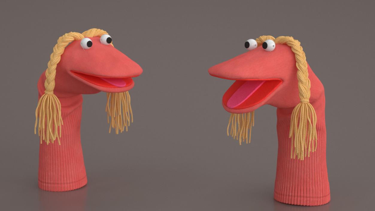 Sock Puppet Girl Pink Rigged for Maya 3D