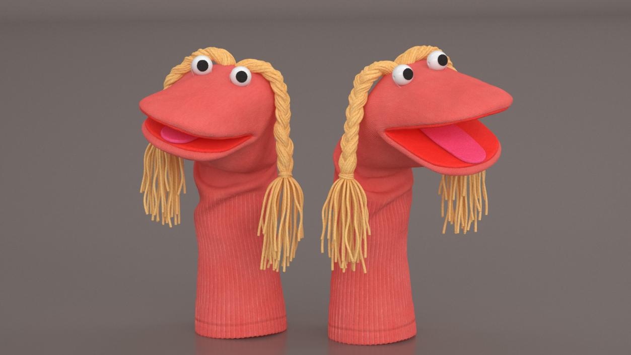 Sock Puppet Girl Pink Rigged for Maya 3D