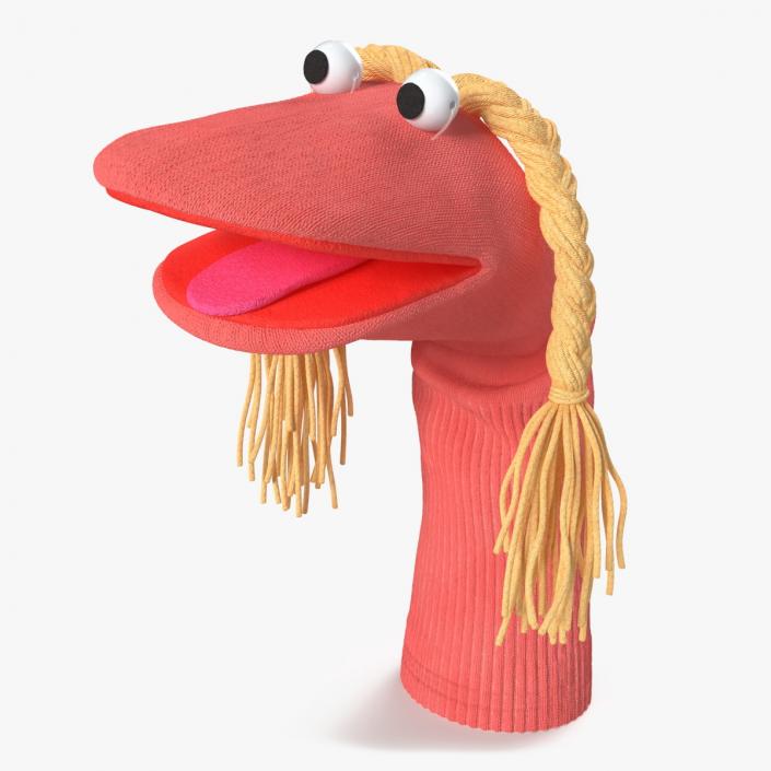 Sock Puppet Girl Pink Rigged for Maya 3D