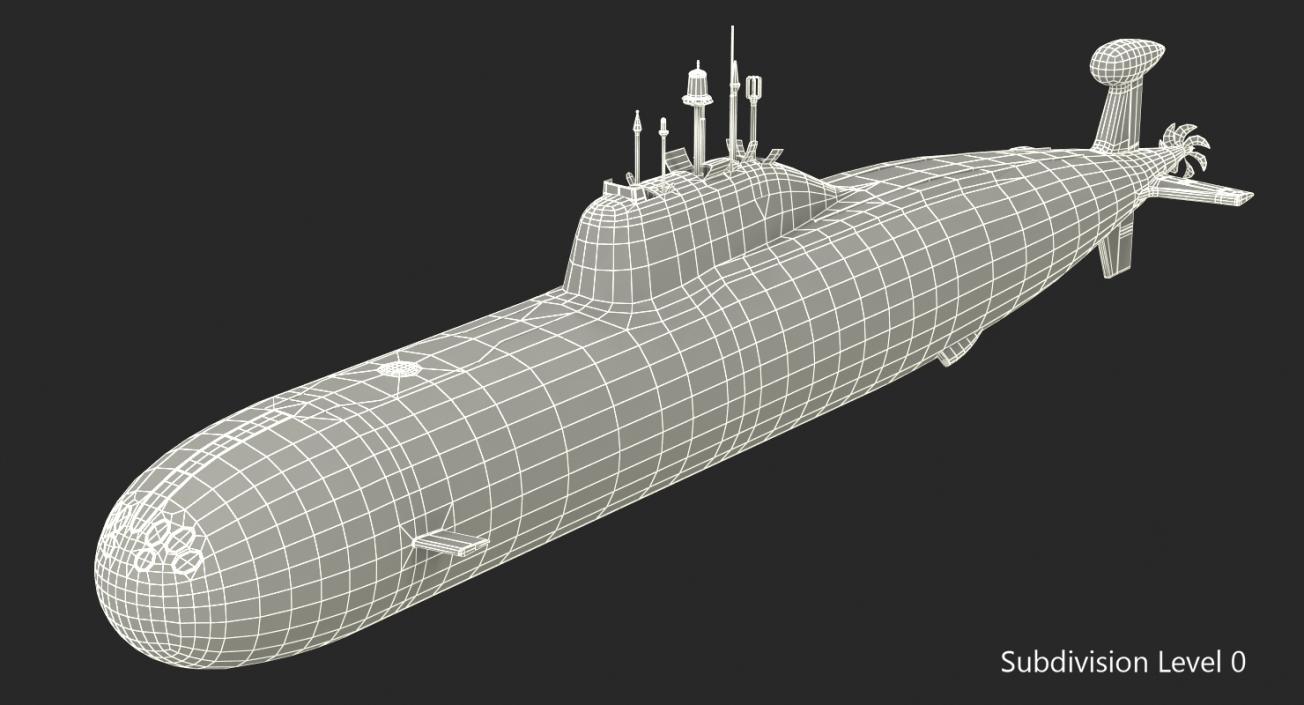 3D Nuclear Powered Attack Submarine Akula Class Rigged