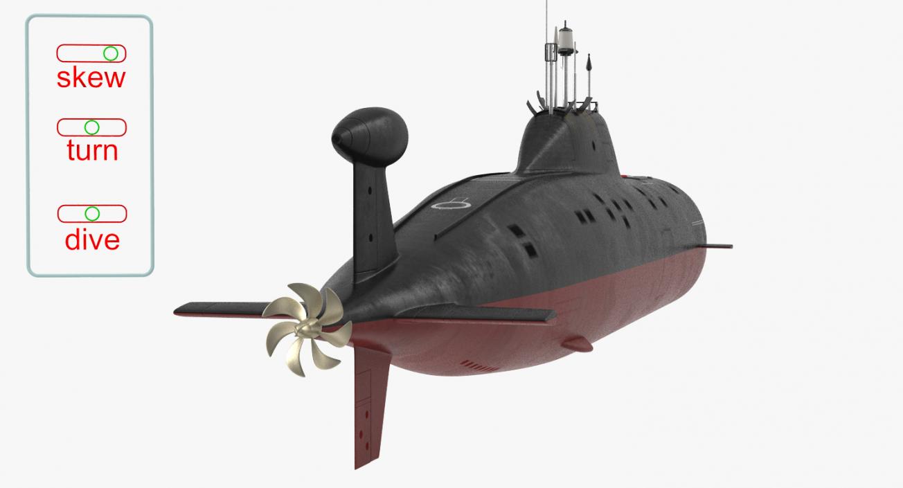 3D Nuclear Powered Attack Submarine Akula Class Rigged