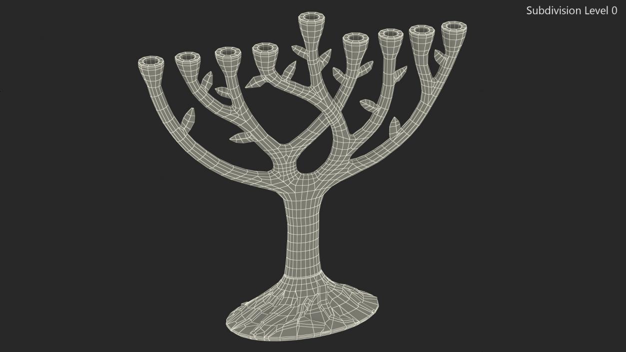 3D model Hanukkah Gold Candelabrum