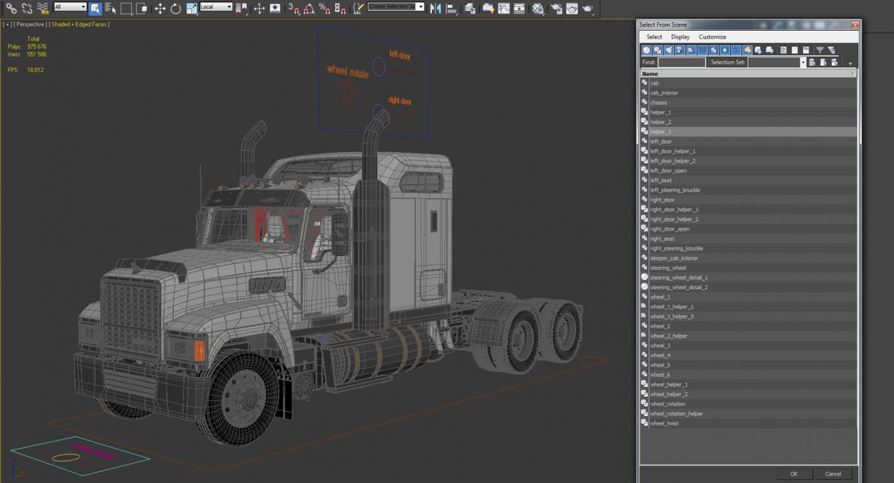 Mack CHU613 Truck Rigged 3D model