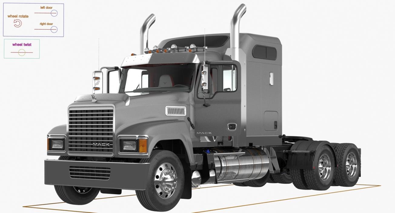 Mack CHU613 Truck Rigged 3D model