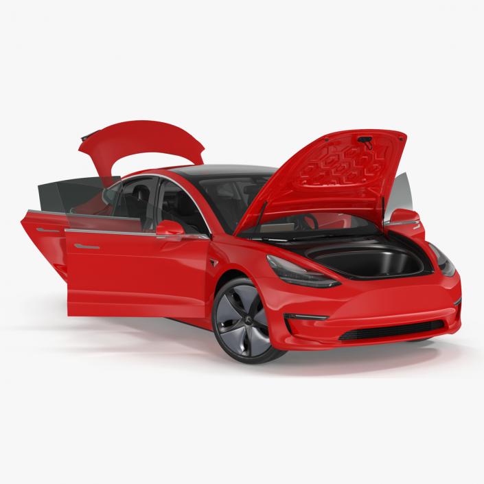 3D model Tesla with Aero Wheel Cower Accessories Rigged for Cinema 4D