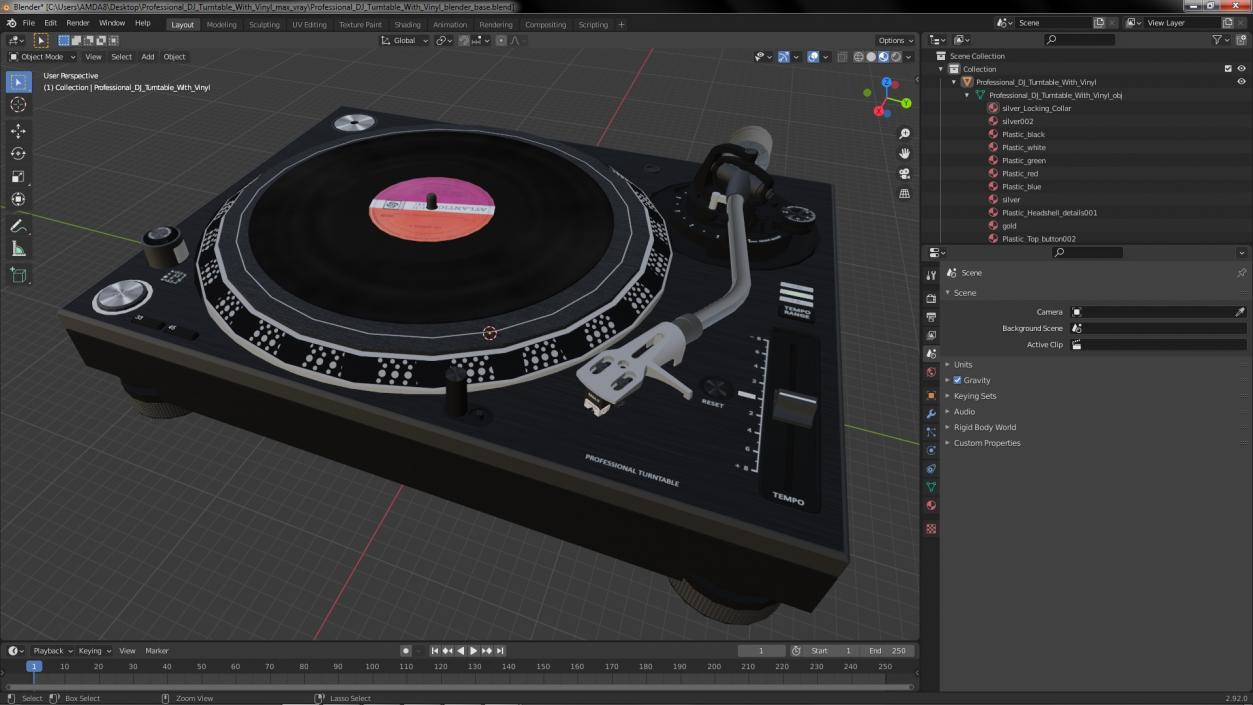 3D Professional DJ Turntable With Vinyl