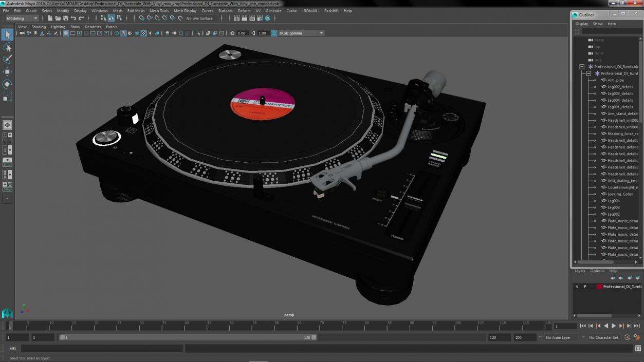 3D Professional DJ Turntable With Vinyl