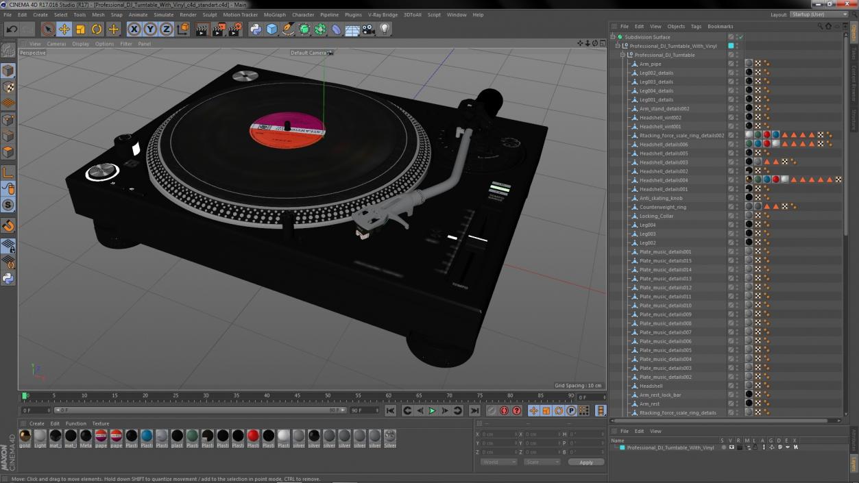 3D Professional DJ Turntable With Vinyl