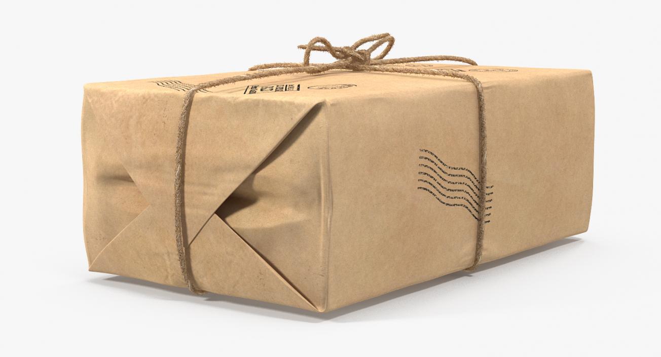 3D Brown Paper Mail Package Fur model