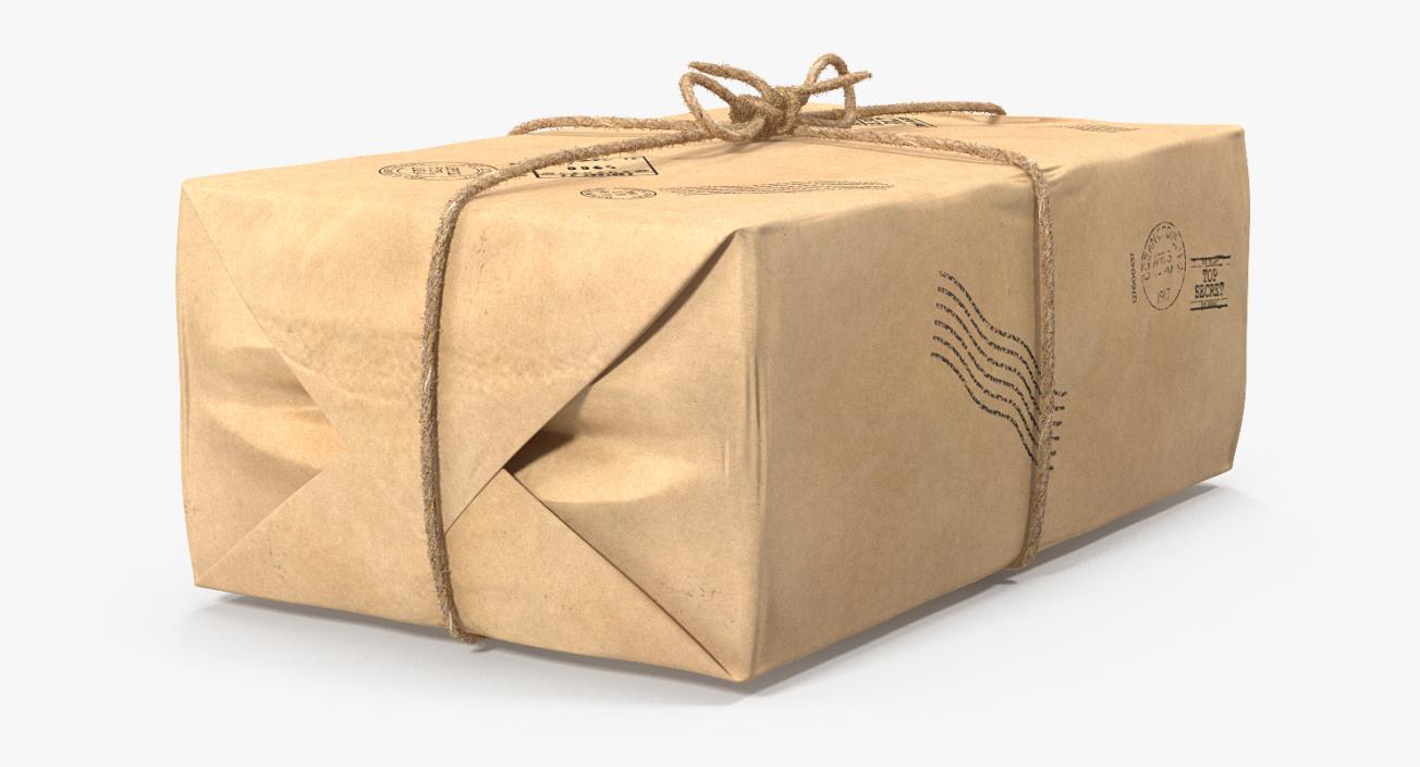 3D Brown Paper Mail Package Fur model