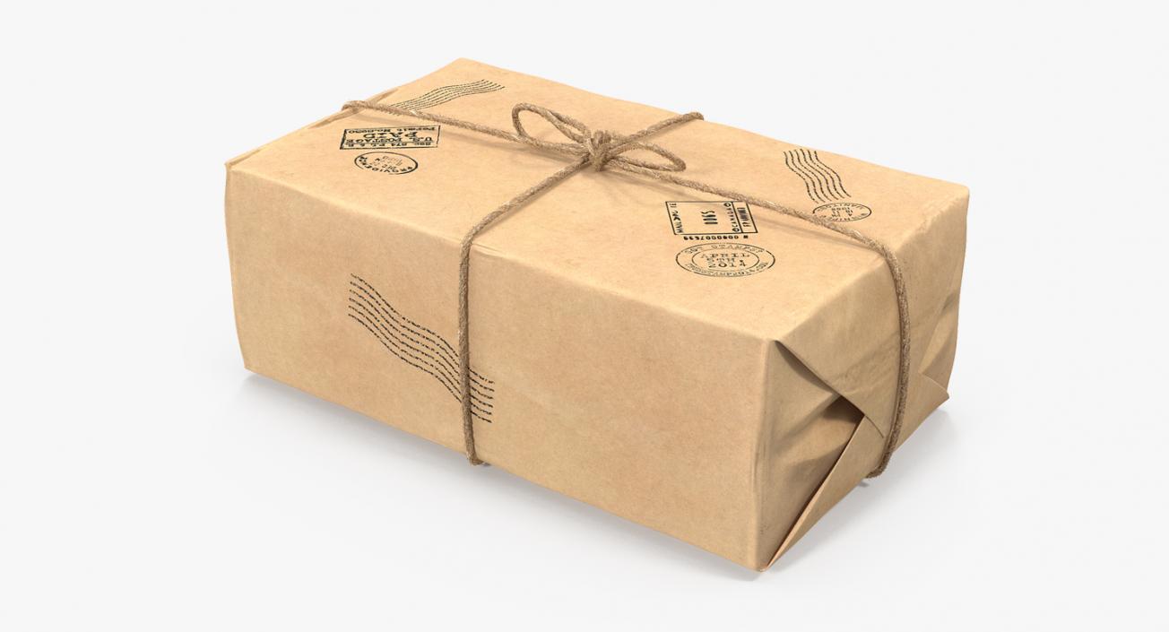 3D Brown Paper Mail Package Fur model