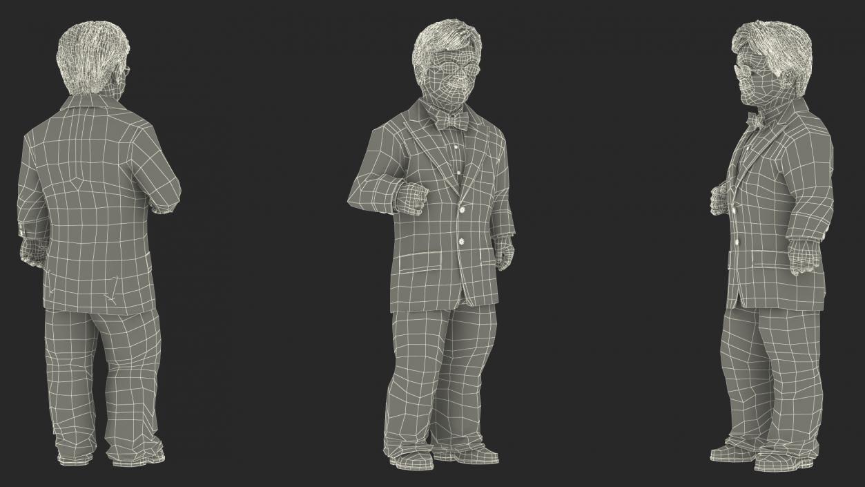 3D Dwarf Male Character in Business Suit Standing Pose 2 model