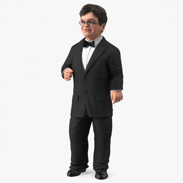 3D Dwarf Male Character in Business Suit Standing Pose 2 model