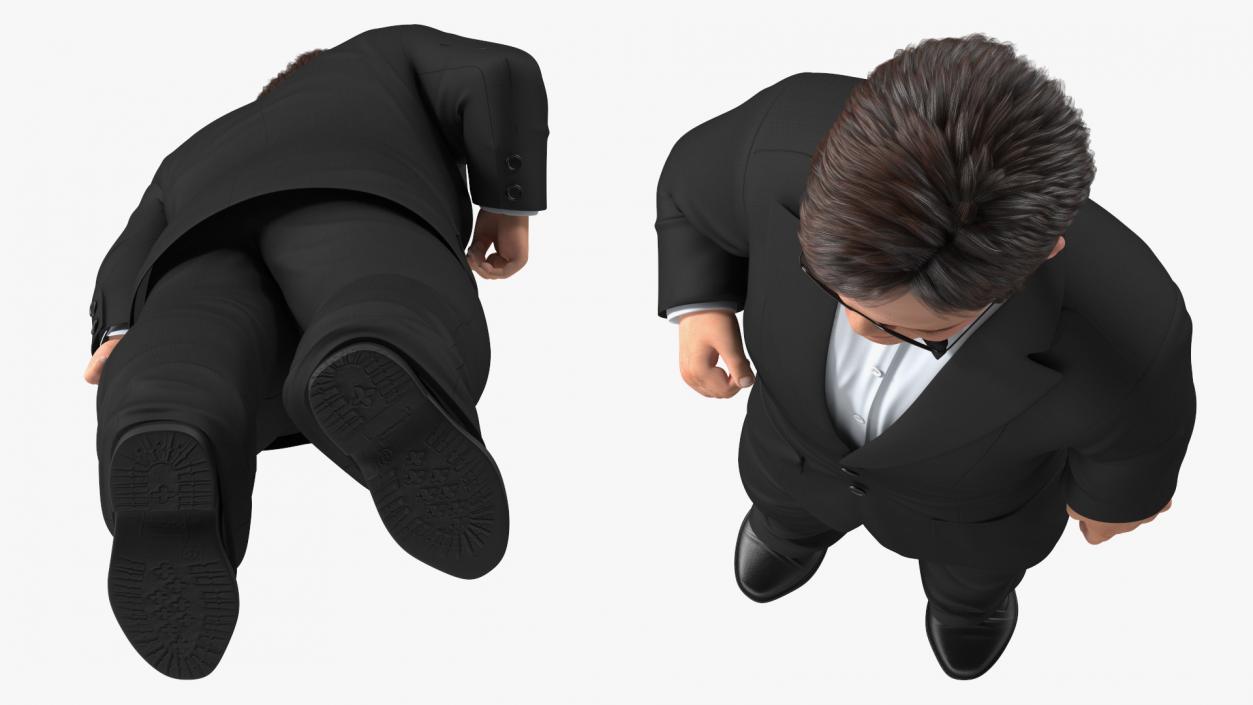 3D Dwarf Male Character in Business Suit Standing Pose 2 model