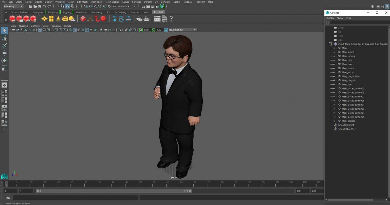 3D Dwarf Male Character in Business Suit Standing Pose 2 model