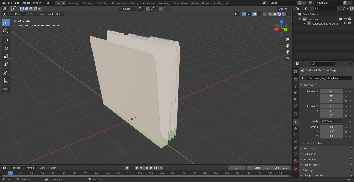 Cardboard File Folder Biege 3D