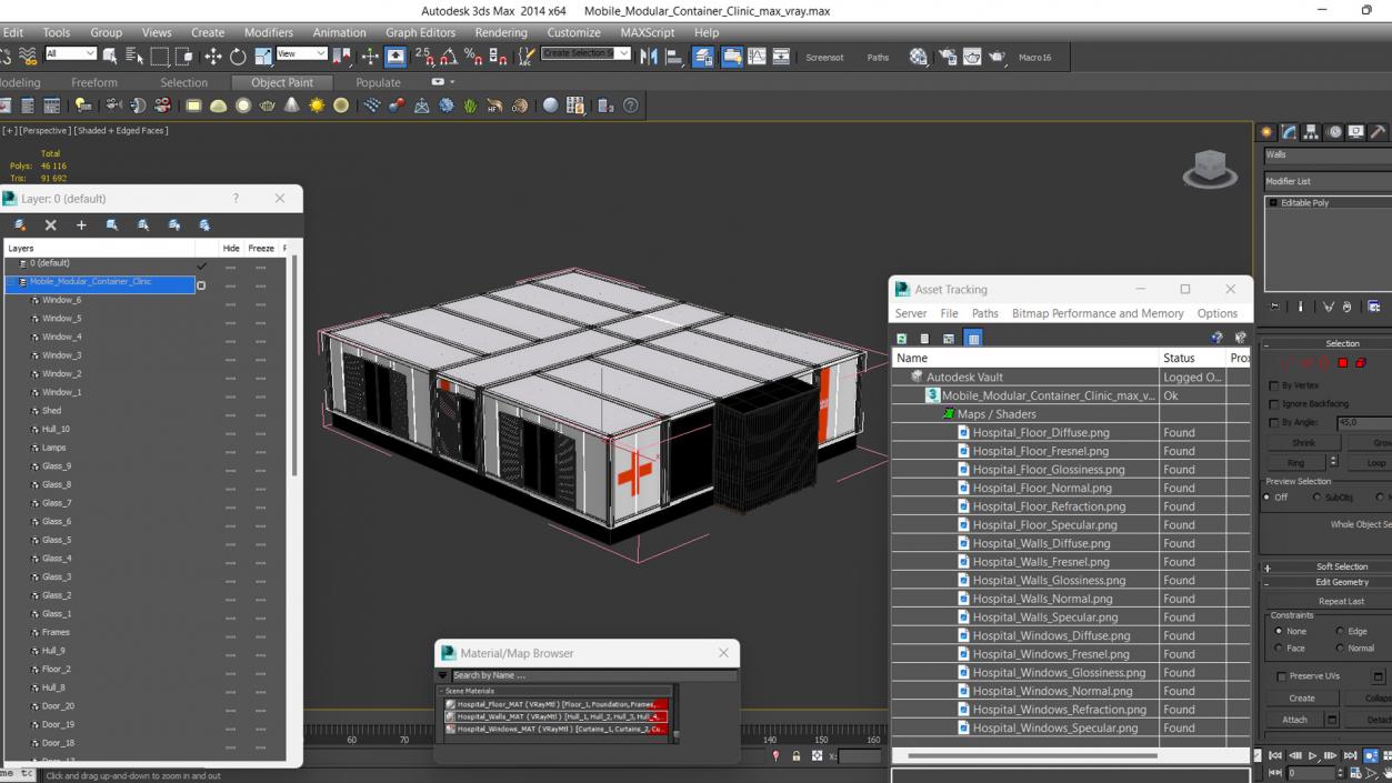 3D Mobile Modular Container Clinic 2 model