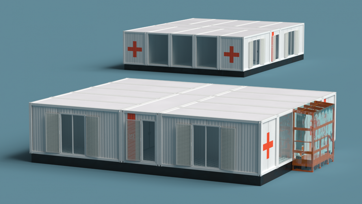 3D Mobile Modular Container Clinic 2 model