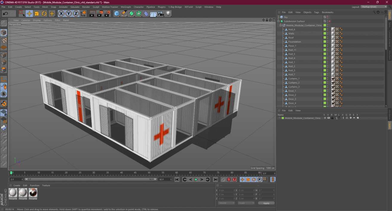 3D Mobile Modular Container Clinic 2 model