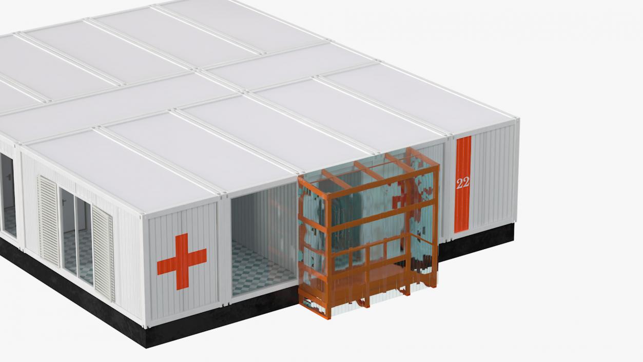 3D Mobile Modular Container Clinic 2 model