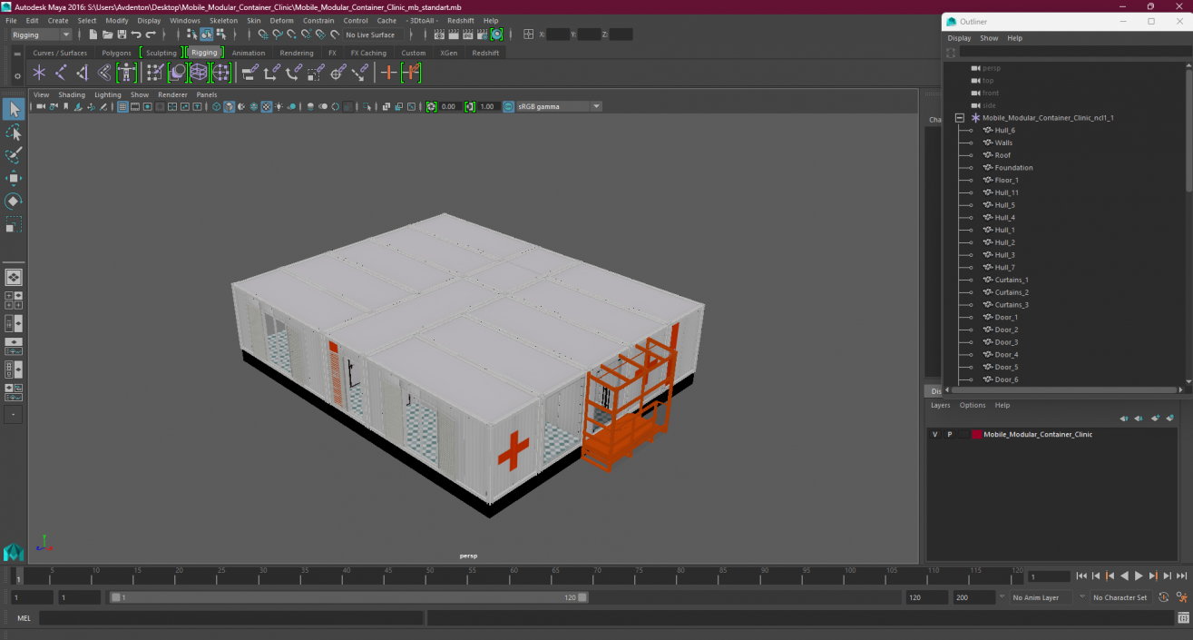 3D Mobile Modular Container Clinic 2 model