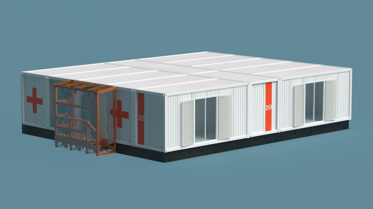 3D Mobile Modular Container Clinic 2 model