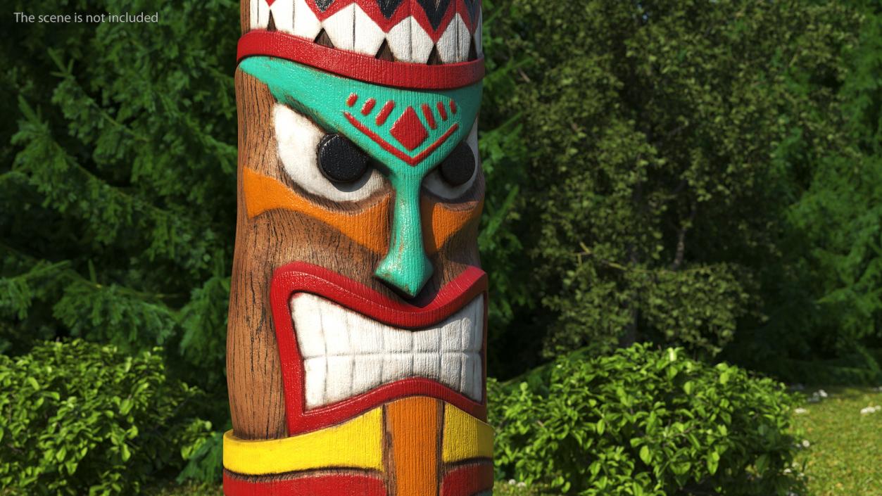 Hand Carved Wooden Totem Pole 3D model