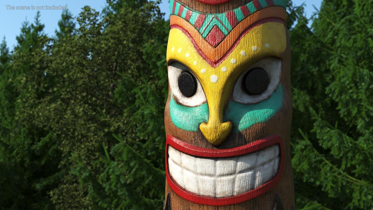 Hand Carved Wooden Totem Pole 3D model