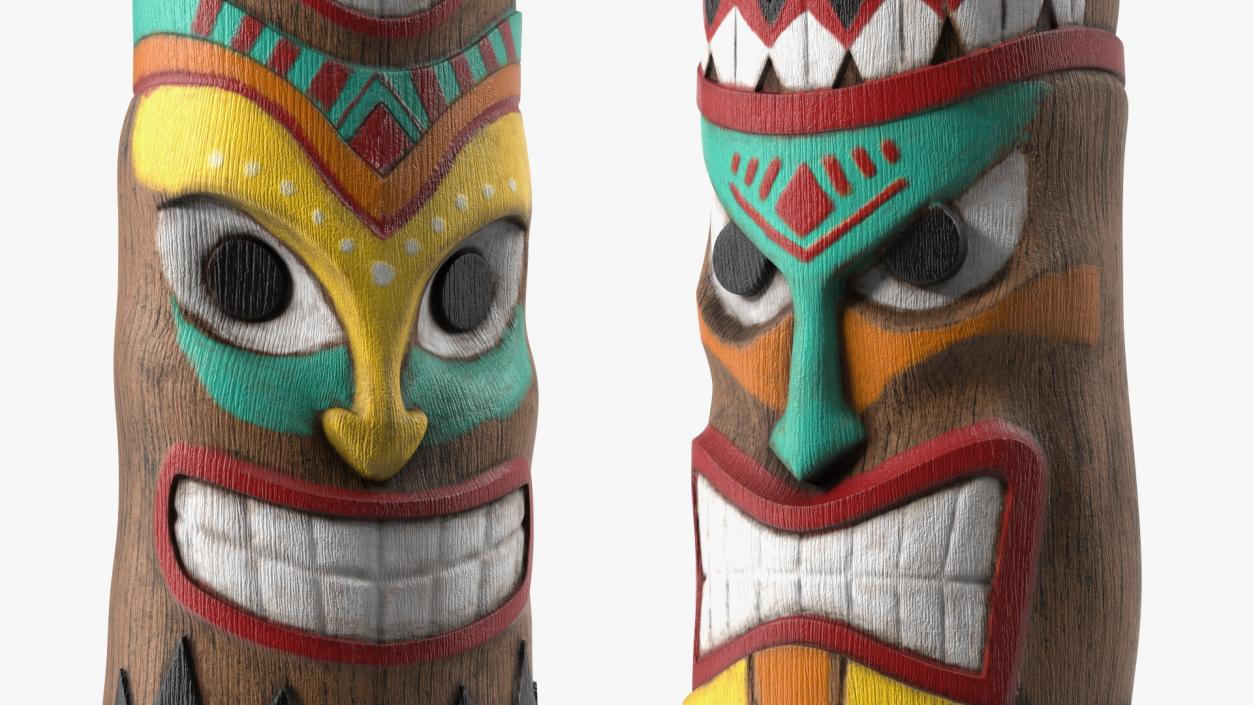 Hand Carved Wooden Totem Pole 3D model