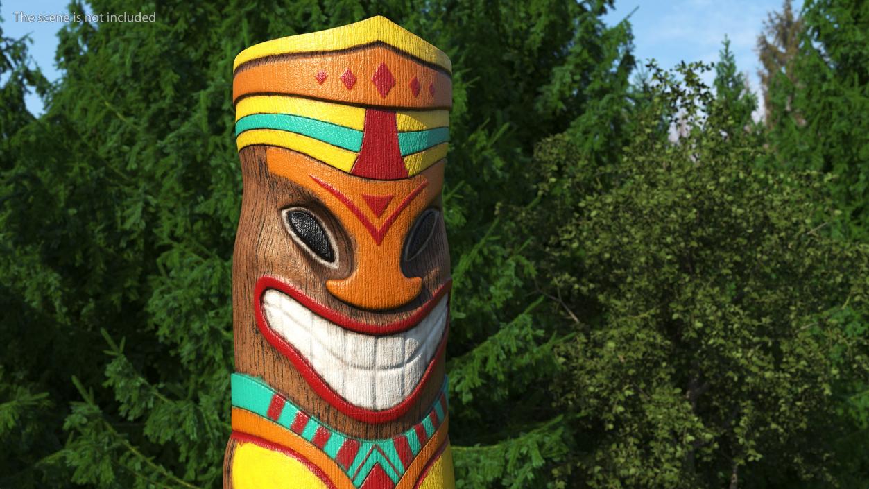 Hand Carved Wooden Totem Pole 3D model