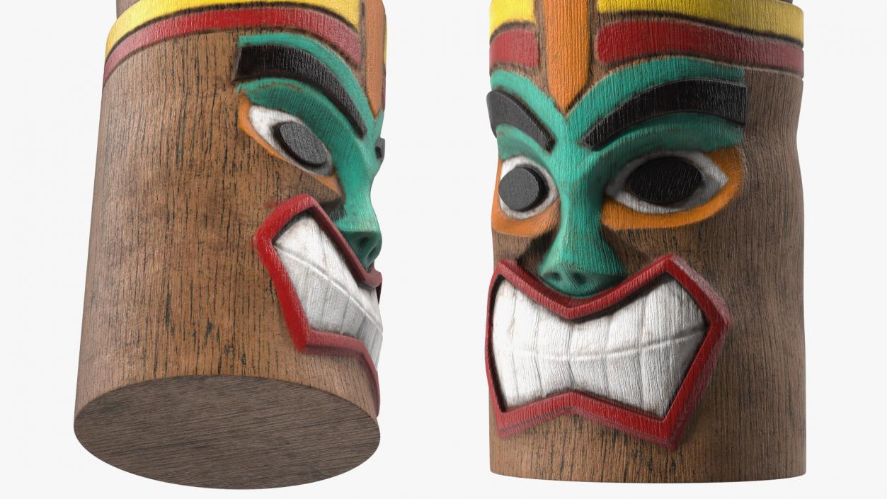 Hand Carved Wooden Totem Pole 3D model