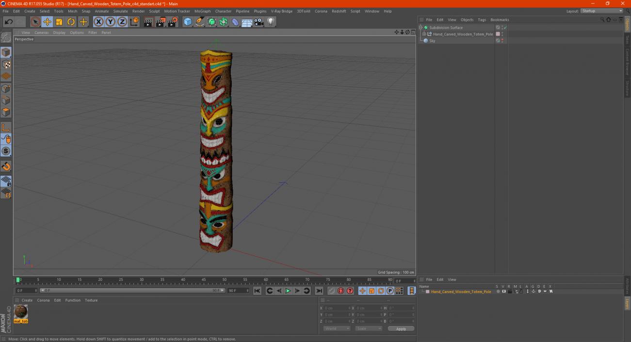 Hand Carved Wooden Totem Pole 3D model