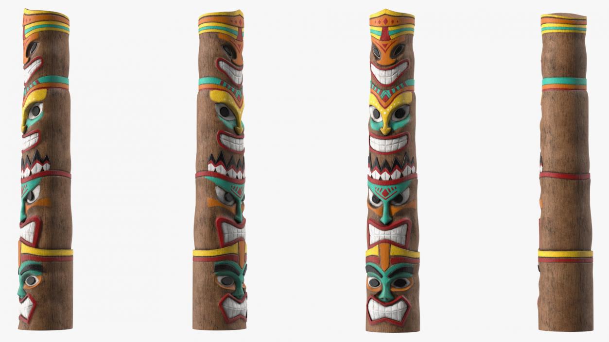 Hand Carved Wooden Totem Pole 3D model