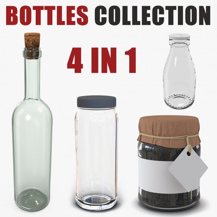 Glass Bottles Collection 3D model