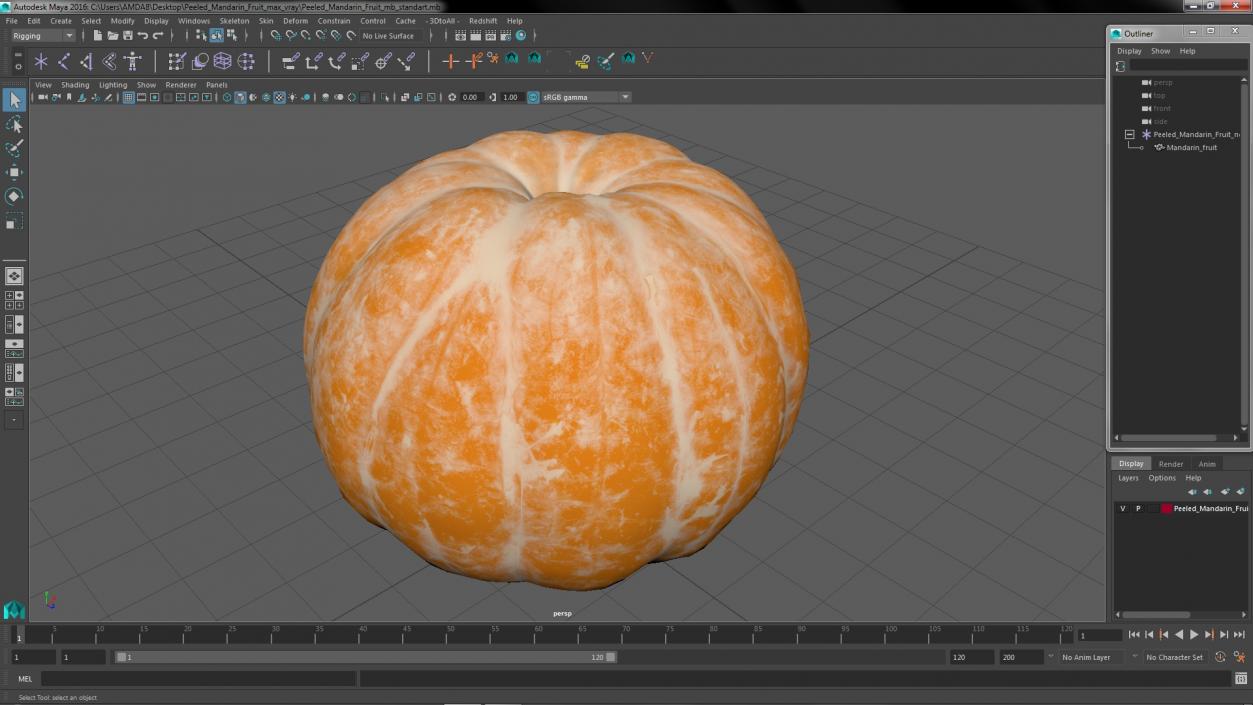 3D Peeled Mandarin Fruit