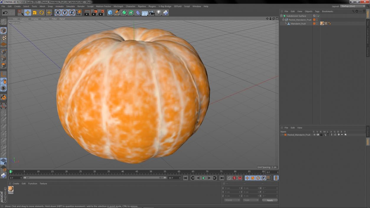 3D Peeled Mandarin Fruit