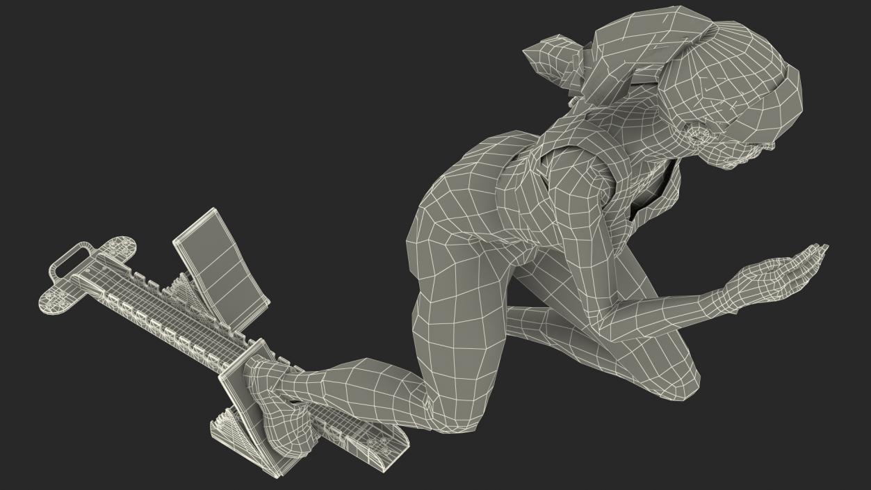 3D Woman Athlete Starting Pose with Block model