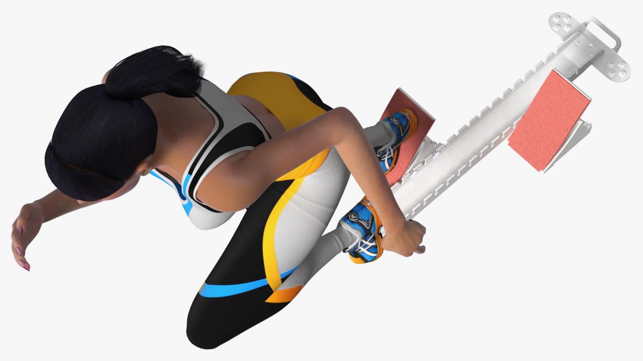 3D Woman Athlete Starting Pose with Block model