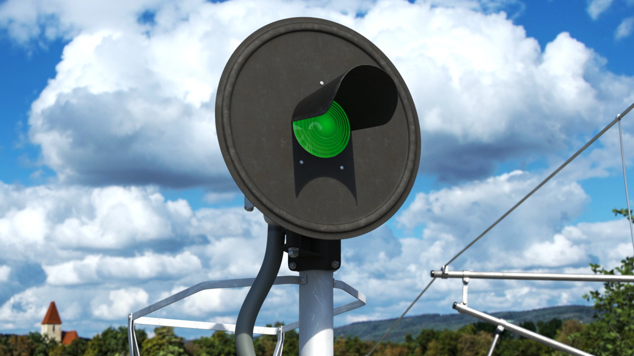 Railroad Searchlight Signal Triple 3D model