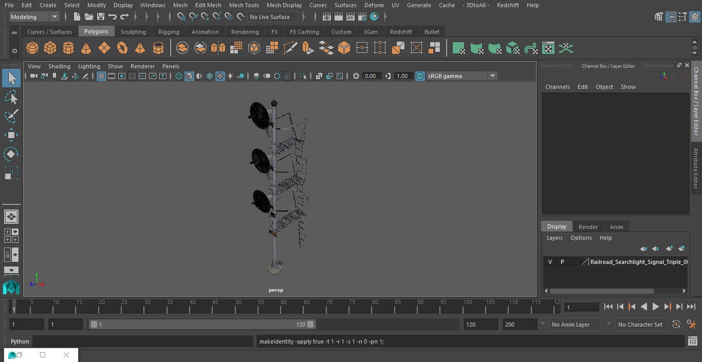 Railroad Searchlight Signal Triple 3D model