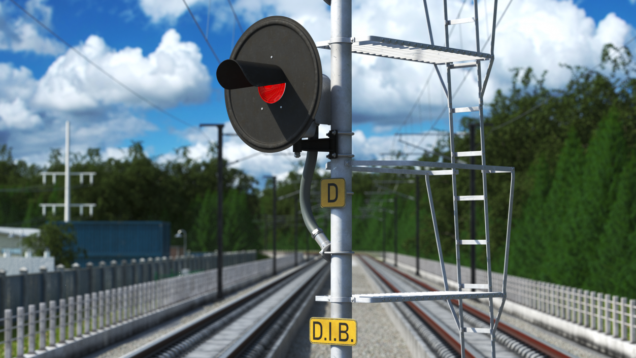 Railroad Searchlight Signal Triple 3D model