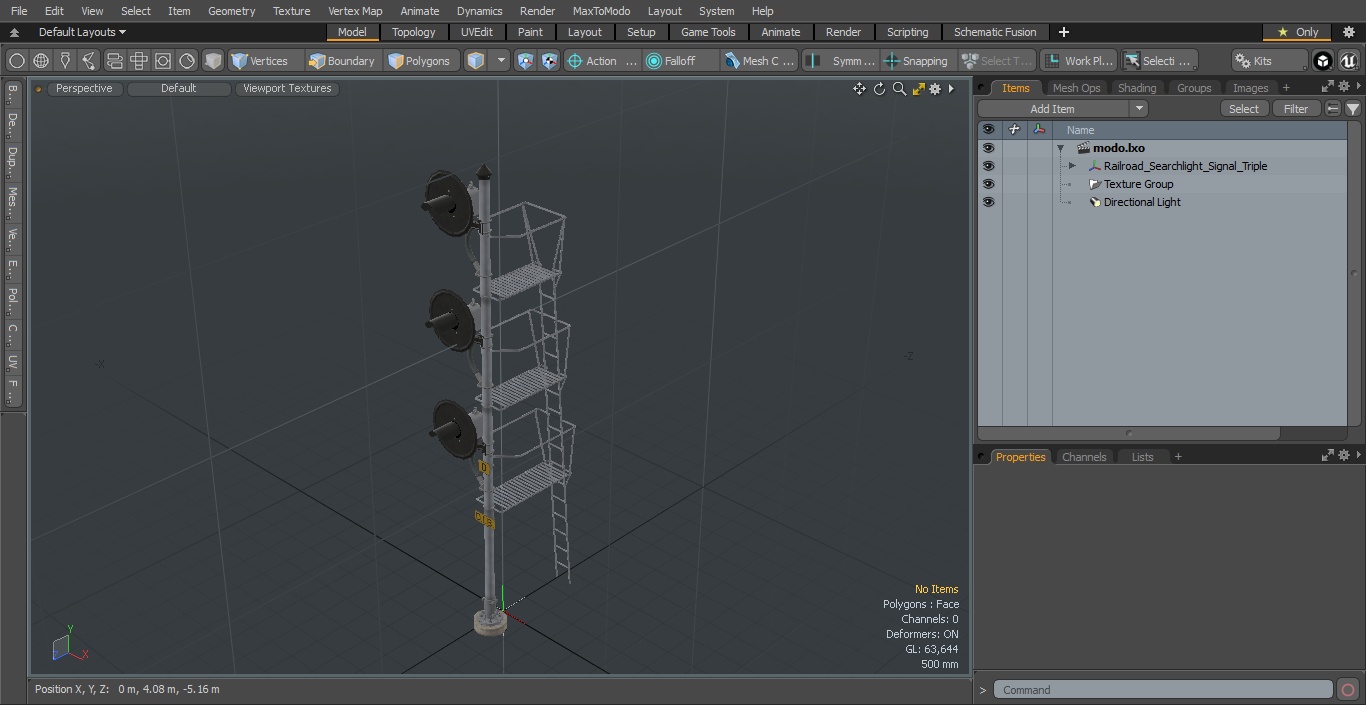 Railroad Searchlight Signal Triple 3D model