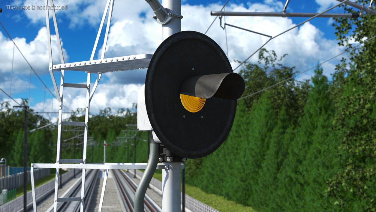 Railroad Searchlight Signal Triple 3D model