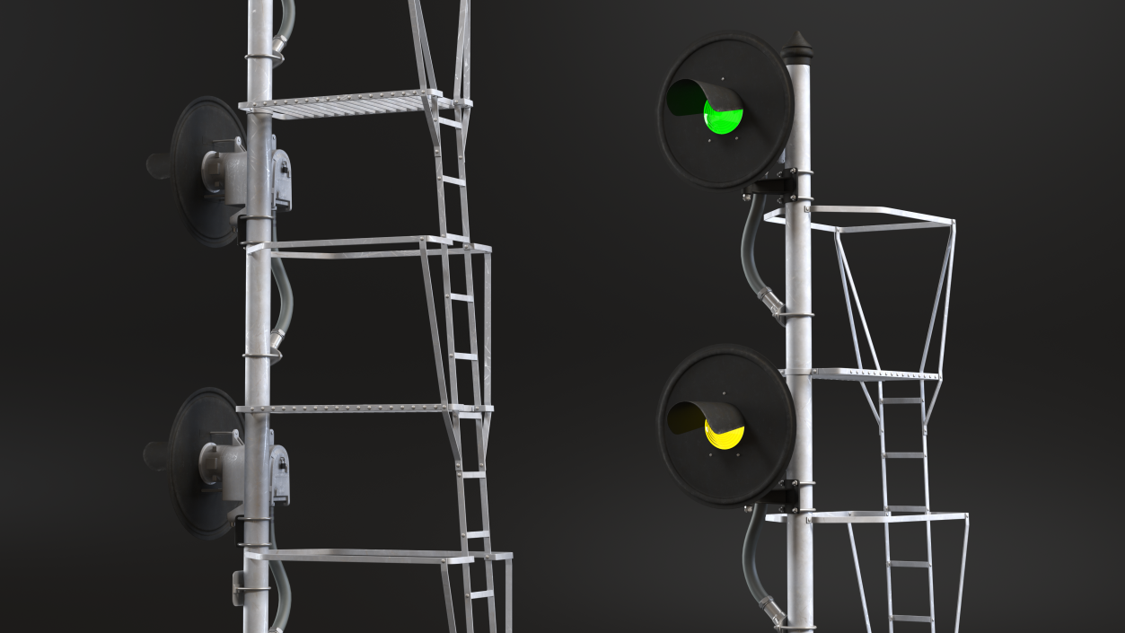 Railroad Searchlight Signal Triple 3D model