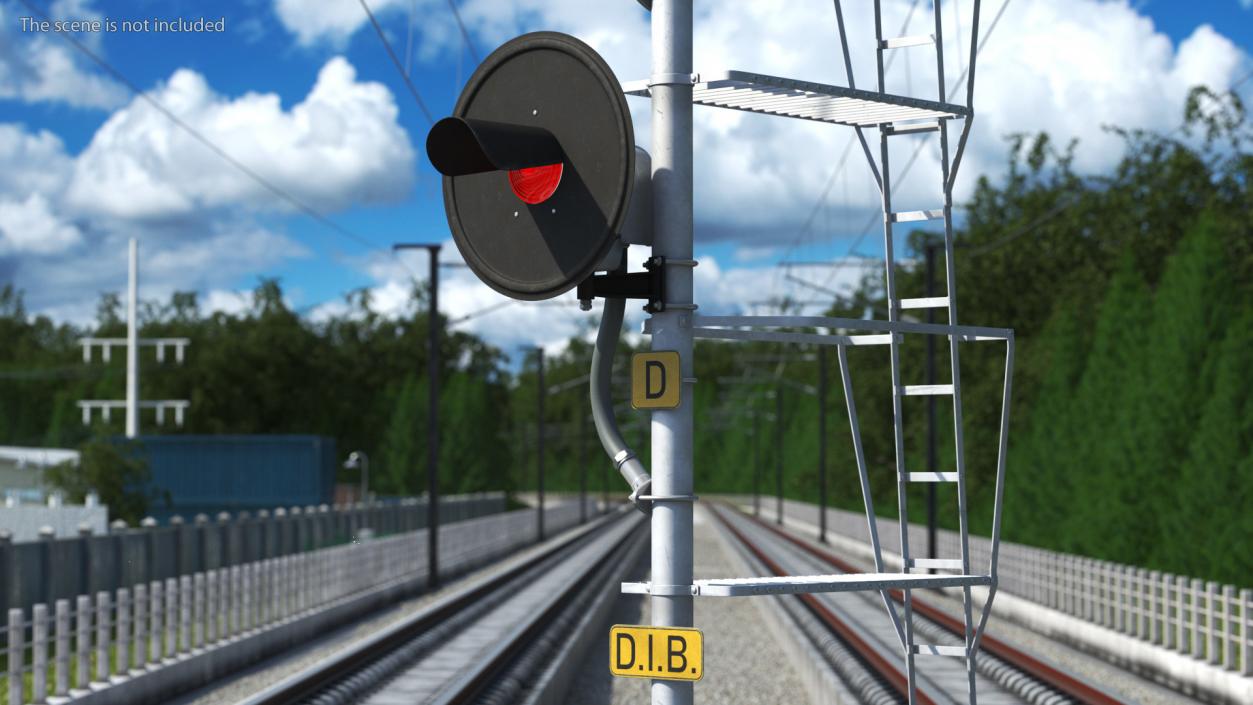 Railroad Searchlight Signal Triple 3D model