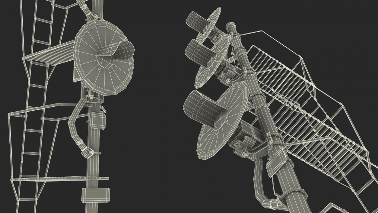 Railroad Searchlight Signal Triple 3D model