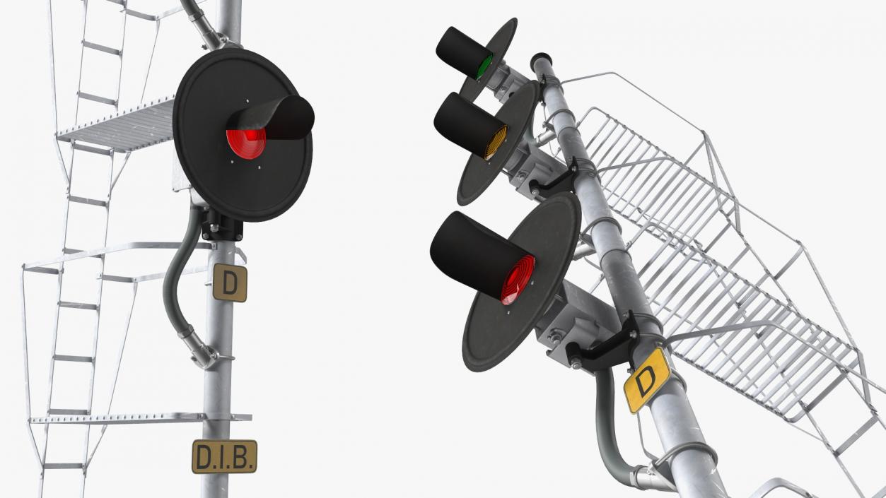 Railroad Searchlight Signal Triple 3D model