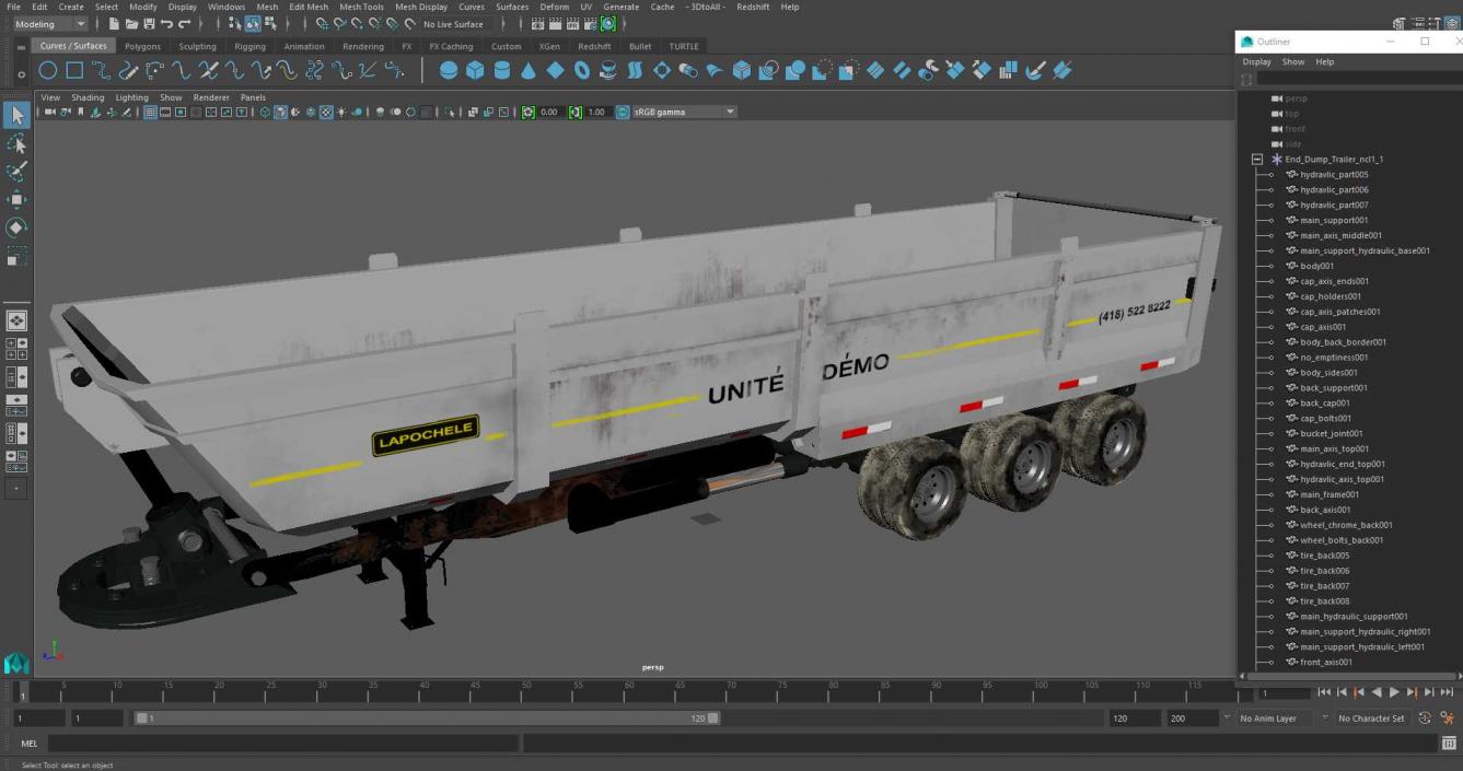 3D End Dump Trailer