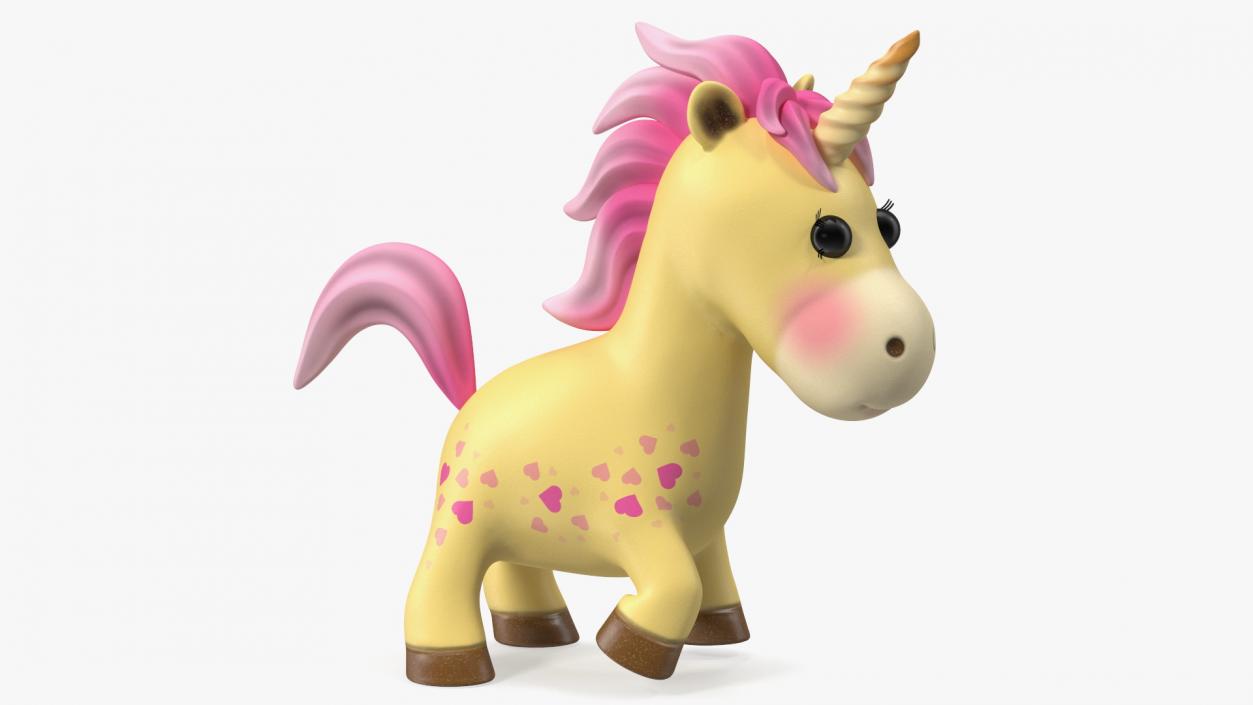 Yellow Cartoon Unicorn Rigged 3D model